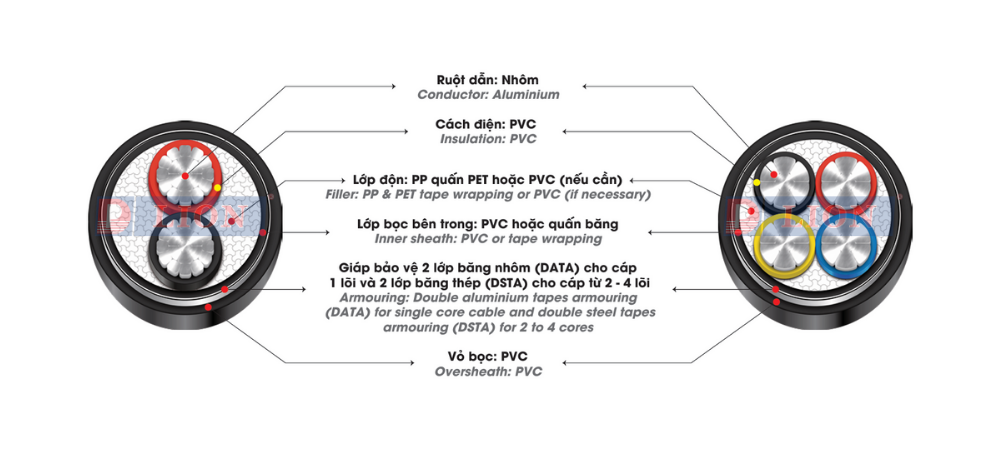 Dây cáp điện LION AVV/DSTA - 0.6/1kV